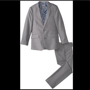 Appaman Toddler’s Suit with white shirt.